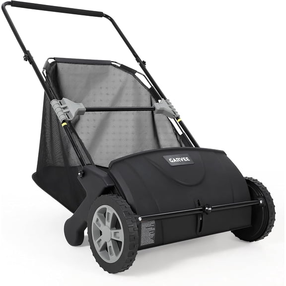 21-Inch Push Lawn Sweeper with 3.5 Cu. Ft. Mesh Bag – Manual Walk-Behind Grass & Leaf Collector Featuring Dual Spinning Brushes & 10" Rubber Wheels
