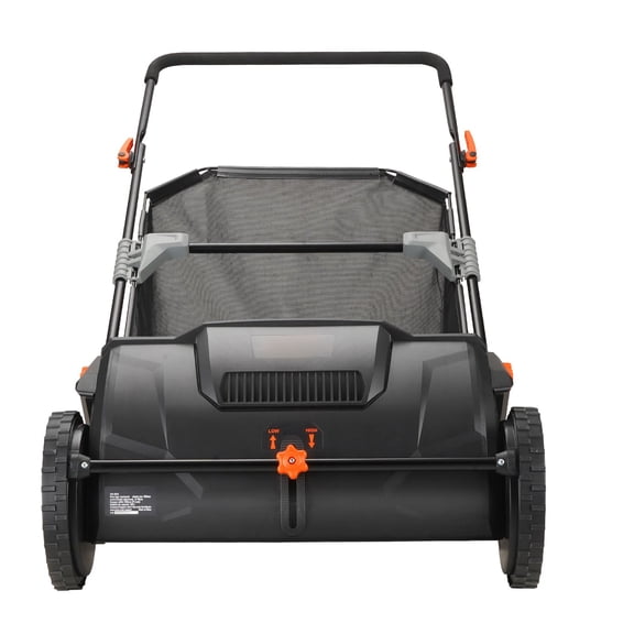 21-Inch, Push-Up Lawn Sweeper - Deciduous Grass Collector 3.5 Cubic Foot Mesh Hopper Bag, Thickened Steel, Dual Spinning Brush, Rugged Plastic Wheel