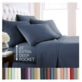 thumbnail image 1 of 21-Inch Queen Deep Pocket Sheet Set, 6-Piece Microfiber Sheets Premium Bedding, Queen Pillow Cases Set of 4, Microfiber Bedding, Dark Blue Pillow Cases, Dark Blue Sheets, 1 of 8