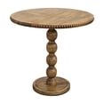 thumbnail image 1 of 21 Inch Side End Table Round Top Stacked Ball Post Natural Brown Mango Wood, 1 of 5