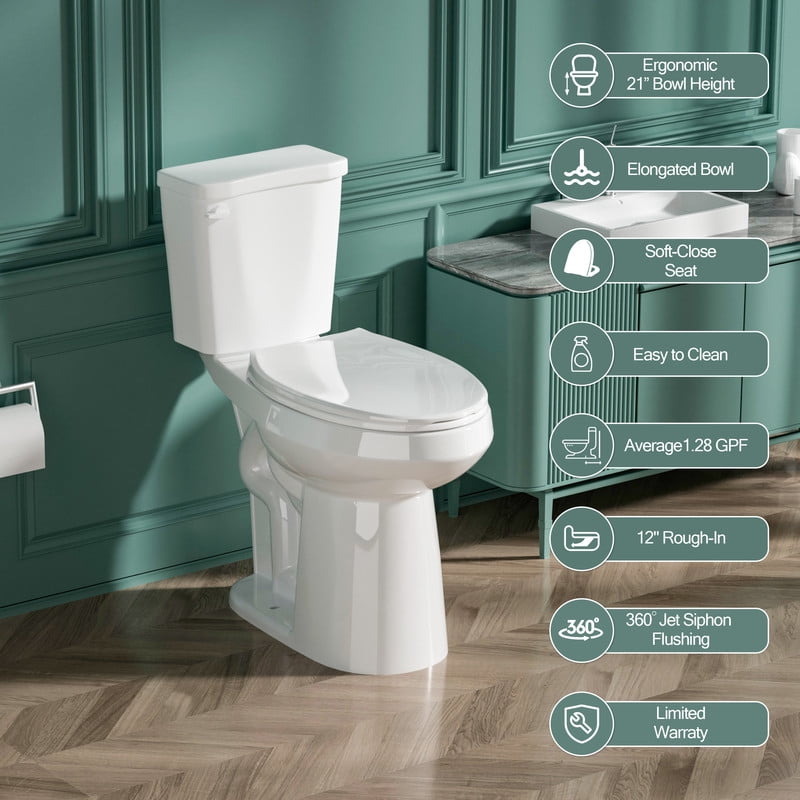 21 Inch Tall Toilet for Seniors Elongated Toilet Extra High Toilet ...