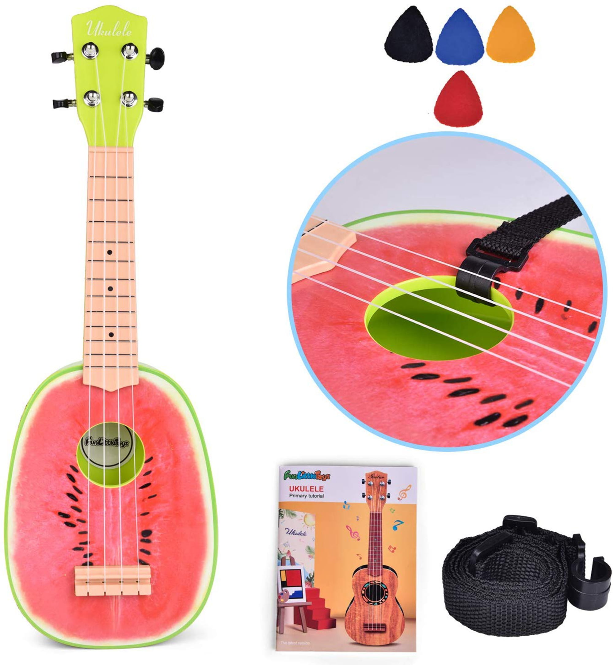 21 Inch Toy Guitar Ukulele for Kids, Musical Instruments for Kids with  Strap, Picks and Tutorial, Learning Educational Toys for Boys and Girls  (Watermelon) F-481 - Walmart.com
