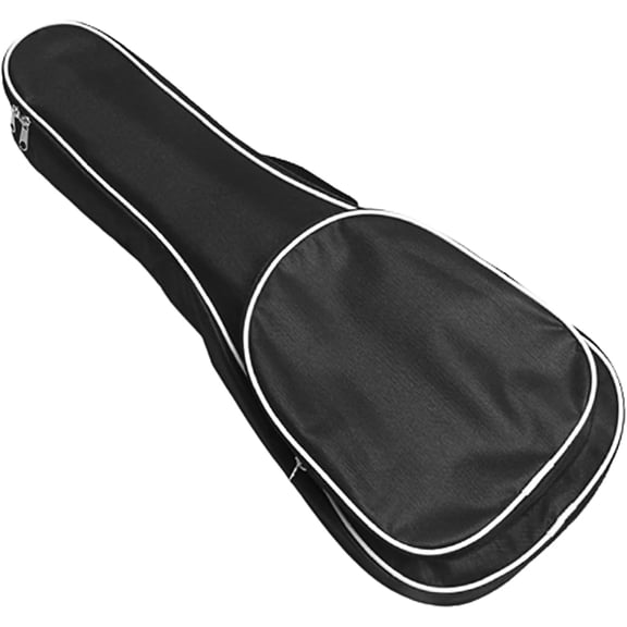 21 Inch Ukulele Case with Backpack Straps  Padded Gig Bag for Travel, Performance & Storage, Fits Soprano Ukuleles, External Pocket for Accessories (Black with White Edge)  P