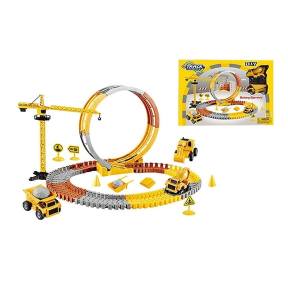 21 Inches Assembled Construction Track Coaster, Construction Crane, Vehicles and Accessories Play Set