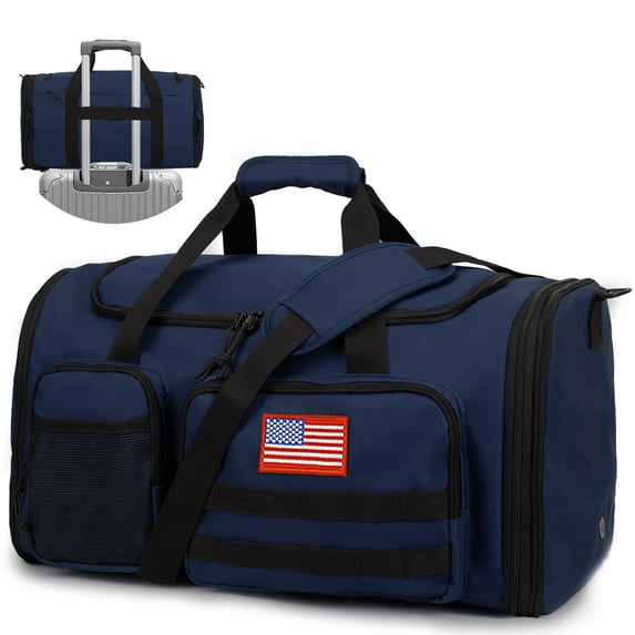 21 inch Gym Bag for Men, Expandable 45L Large 2 in 1 Travel Duffle Bag with Shoes Compartment Wet Pocket,Camping Overnight Backpack, Carry-on Size