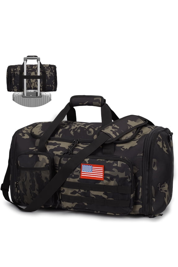 21 inch Gym Bag for Men, Expandable 45L Large 2 in 1 Travel Duffle Bag with Shoes Compartment Wet Pocket,Camping Overnight Backpack, Carry-on Size