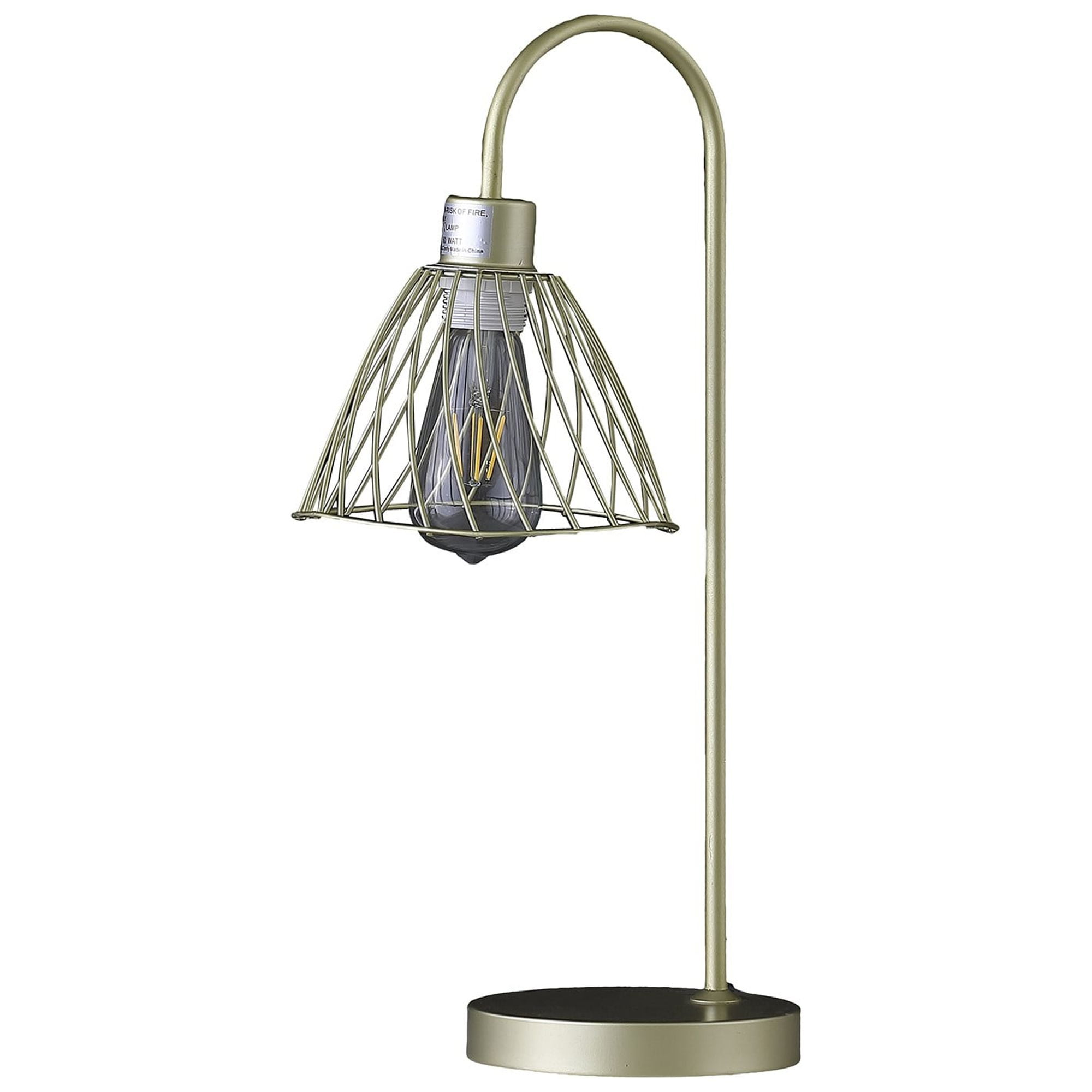 21†Industrial Satin Gold Cage Metal Table Lamp