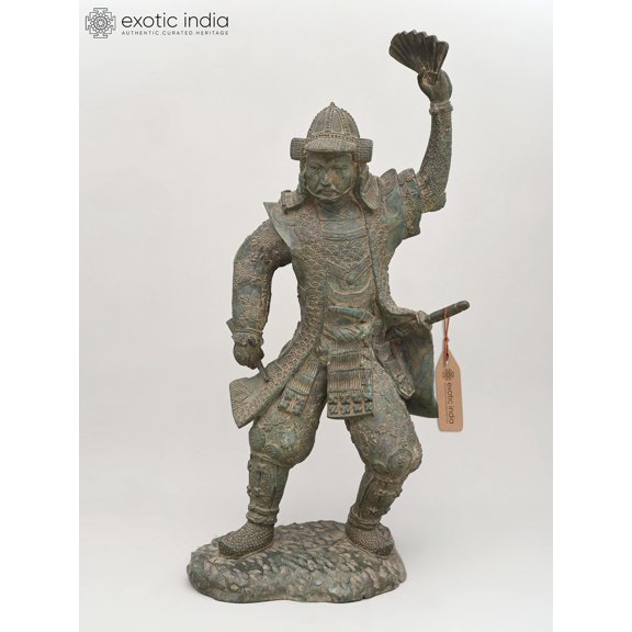 21" Japanese Samurai Warrior | Bronze Statue | Table & Home Decor