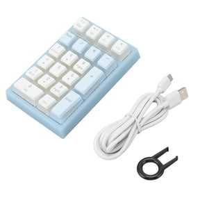 21 Key Numeric Keypad Backlit Ergonomic Small Mechanical Numpad Numeric Keyboard for Laptop Computer Blue and White