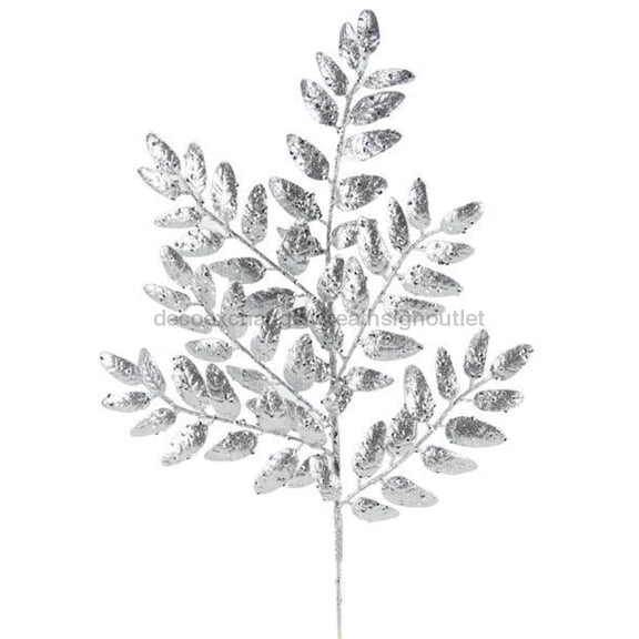 Honey Locust Glitter Wreath Christmas Tree Spray - Silver Sparkle-XS216926