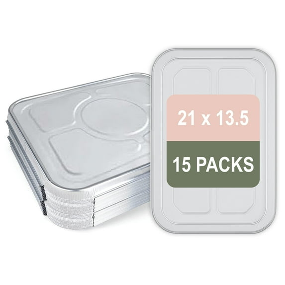 21"L X 13.5"W Disposable Aluminum Full Pan Foil Lids - Insulated & DURABLE Multi-Purpose Full Pan Lids - Sturdy Full Pan Foil Covers for Catering, Food Storage & Meal Prep (Full-Size Lid/15 Pack)