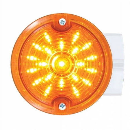 21 LED 3 1/4" Round Harley Signal Light w/ Housing - Amber LED/Amber Lens