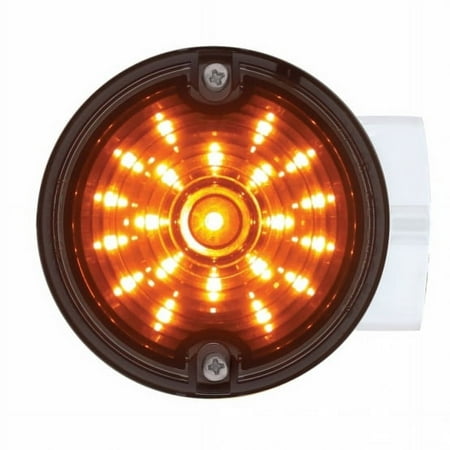 21 LED 3 1/4" Round Harley Signal Light w/ Housing - Amber LED/Smoke Lens