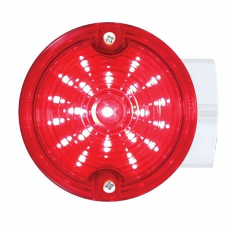 21 LED 3 1/4" Round Harley Signal Light w/ Housing - Red LED/Red Lens