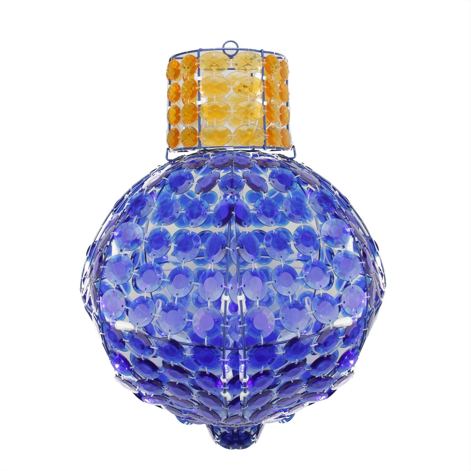 21" LED Lighted Blue and Amber Faceted Onion Finial Light Bulb Christmas Yard Art Decoration