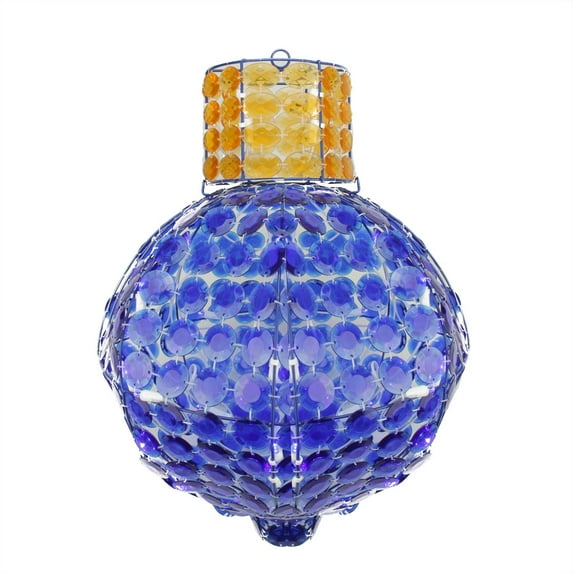 21" LED Lighted Blue and Amber Faceted Onion Finial Light Bulb Christmas Yard Art Decoration