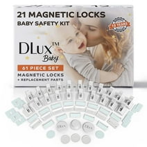 21 Magnetic Cabinet Locks 3 Keys, Child Safety 61-Piece Kit, Magnet Locks with New Upgraded Adhesive, Easy Installation, No-Drill Baby Proofing Locks to Childproof Cabinets & Drawers