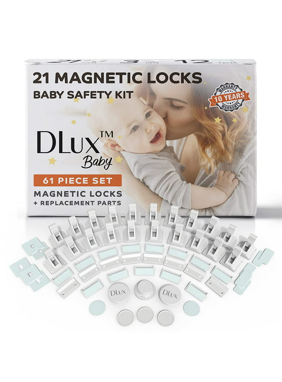 21 Magnetic Cabinet Locks 3 Keys, Child Safety 61-Piece Kit, Magnet Locks with New Upgraded Adhesive, Easy Installation, No-Drill Baby Proofing Locks to Childproof Cabinets & Drawers