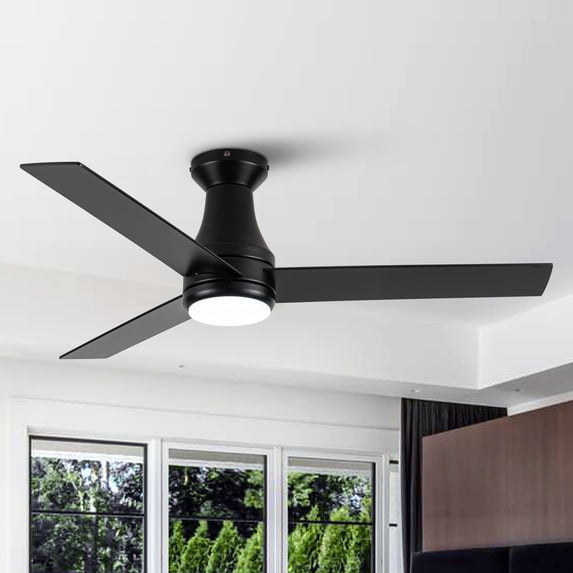 Vaczon 48" Modern Smart Black Reversible Blades DC Motor Ceiling Fan with LED Light and Remote,APP Control