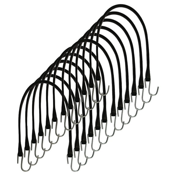 RAParts 21" Natural Rubber 12pc Bungee Stretch Straps with S-Hook Truck Tie Down Tarps