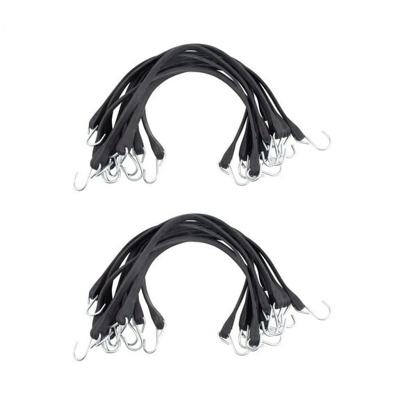 21" Natural Rubber Tarp Bungee Straps Crimped Hooks - 2 Boxes (100 Pcs)