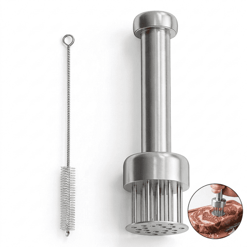 21-Needle Meat Tenderizer Tool - 304 Stainless Steel Manual Meat Prep for Beef, Pork & Chicken, Spring-Loaded Kitchen Tenderizer with Cleaning Brush