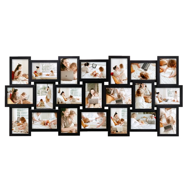 21 Openings Multiple Photo Frame Family Collage Picture Frames 6x4 Black For Wall