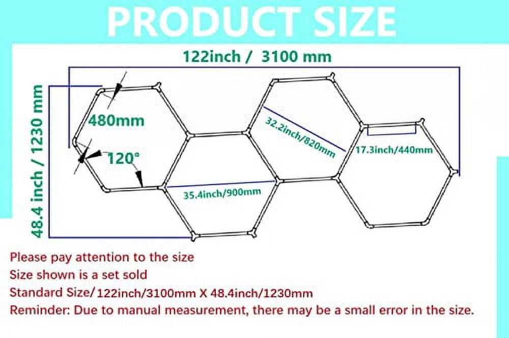 21 Pack LED Garage Lights, Car Detail LED Light Hexagonal 126W 15950LM 6500K Ultra White Light, Attachable Plug-In Ceiling Light for Garage Workshop Basement Gym Warehouse 122.x48.5 Inch (white A)