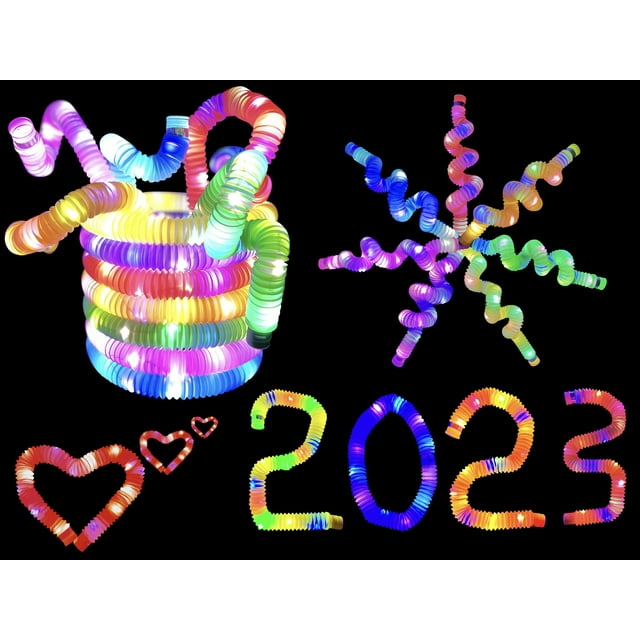 21 Pack LED Glow Tubes Halloween Party Favors Pop It Sticks Sensory Fidget Toy Light Up In The Dark Connectors for Bracelets, Pull And Stretch Toys Dance Disco Wedding Birthday Raves Concert Camping