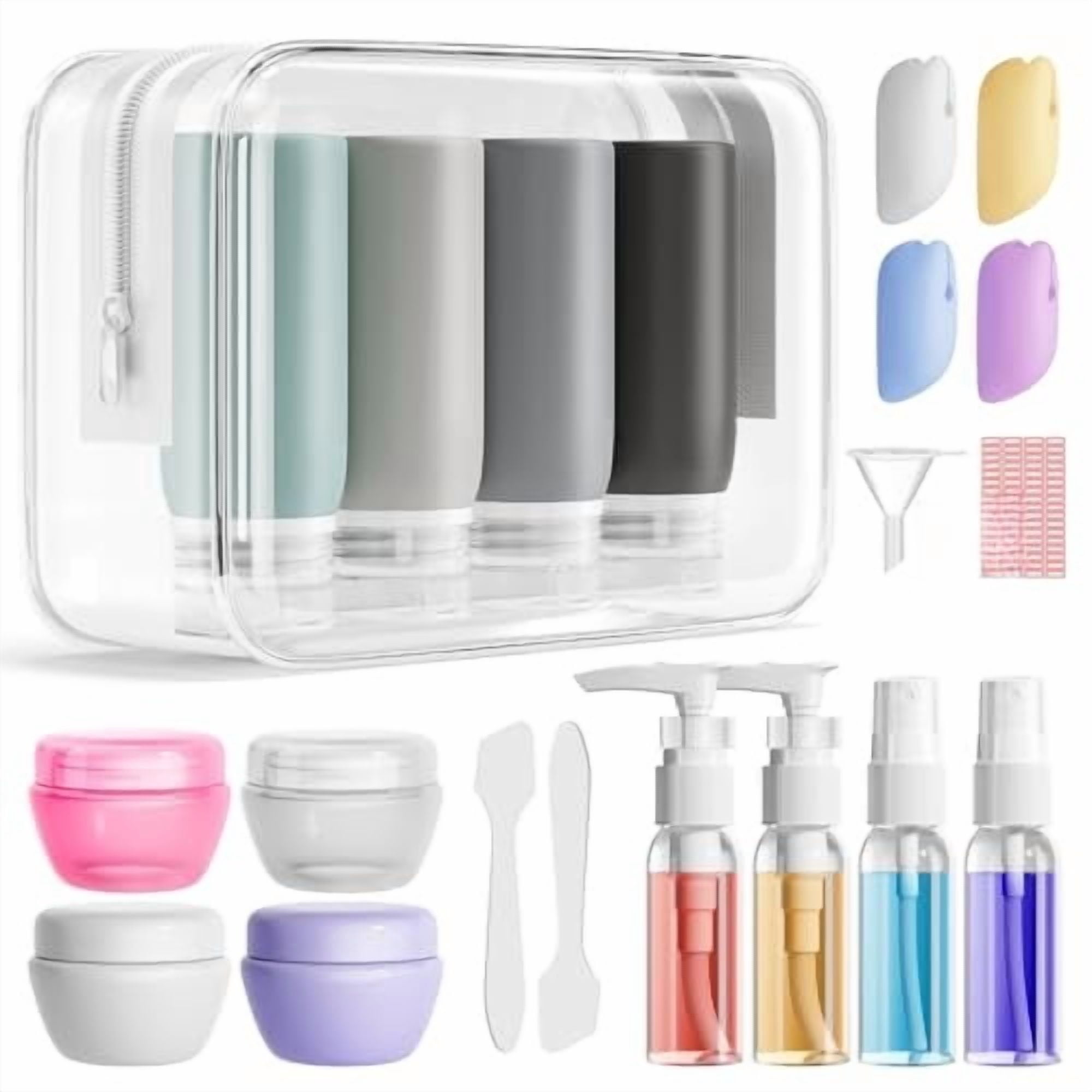 21 Pack Travel Bottles for Toiletries, Leak-Proof TSA Compliant Silicone Travel Size Containers for Shampoo and Conditioner, BPA Free with Toiletry Bag (Gray)