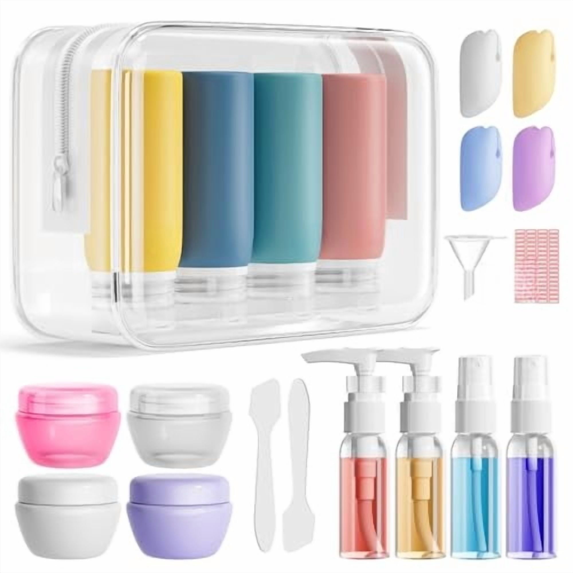 21 Pack Travel Bottles for Toiletries, Leak-Proof TSA Compliant Silicone Travel Size Containers for Shampoo and Conditioner, BPA Free with Toiletry Bag (Yellow)