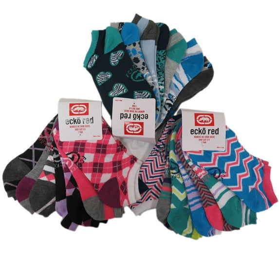21 Pairs Ecko Red Women's Fun Print Low Cut Ankle Socks Assorted (Style 2)