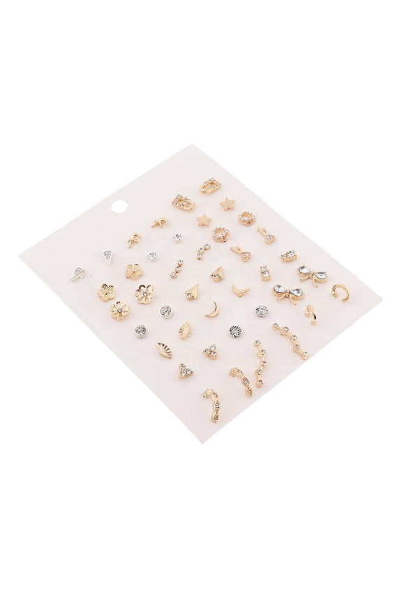 21 Pairs Stud Earring Set Cute Shape Alloy