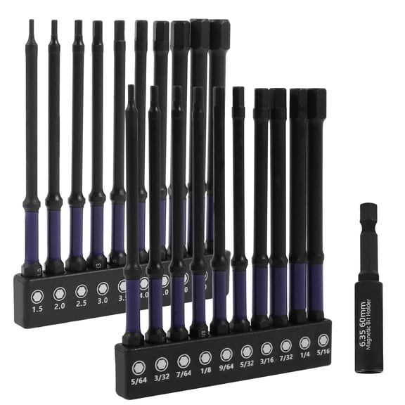 21 Pcs 1/4 Inch Hex S2 Alloy Steel Bit Set Professional Torque Transferpurple)