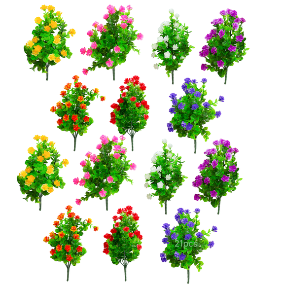 21 Pcs Artificial Eucalyptus Bouquet in 7 Colors, Perfect for Home Decor, Weddings, Patios, or Offices