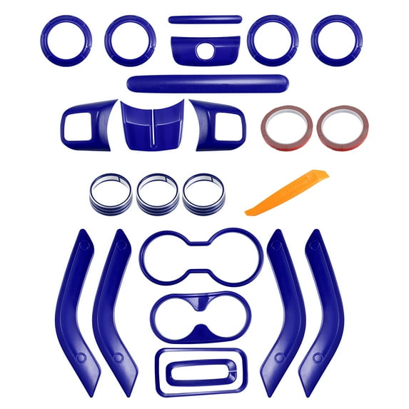 21 Pcs Car Interior Cover Trim Decoration for Jeep Wrangler 2011-2017 for Jeep Wrangler JK 2018 Blue