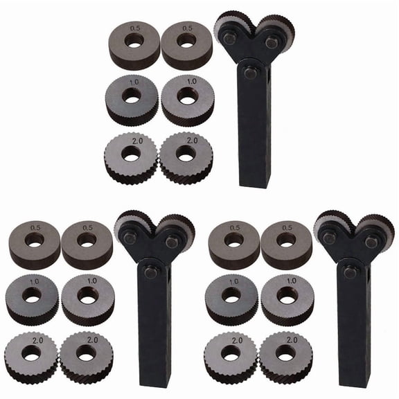 21 Pcs Double Wheel Knurling Tool Set 0.5mm 1mm 2mm Linear Wheel Set Steel Lathe Set Wheel Knurling Tool,3 x Knurling tool 18 x knurling wheel,Black