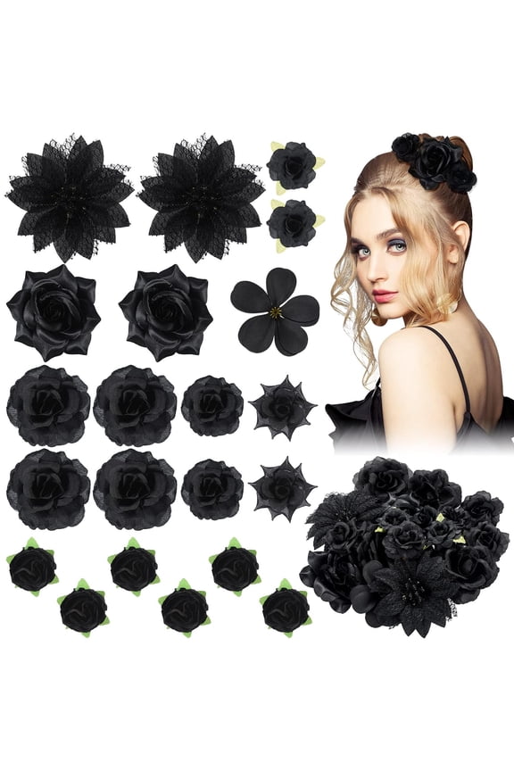 21 Pcs Flower Hair Clip Rose Hair Clips Barrettes for Women Flower Accessories Boho Bride Claw Clip Hairpin Brooch Pin Headpiece for Wedding