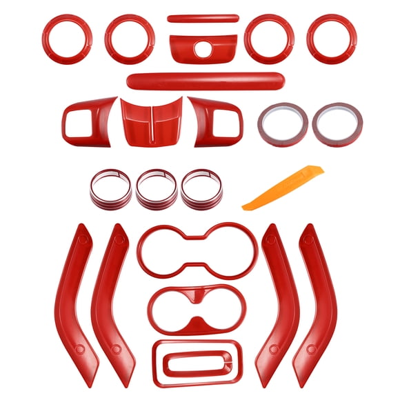 21 Pcs Full Set Car Interior Cover Trim Kit for Jeep Wrangler 2011-2017 for Jeep Wrangler JK 2018 Red
