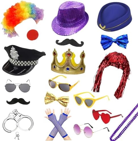 21 Pcs Funny Party Photo Booth Props Set for Adults Assorted Dress Up ...