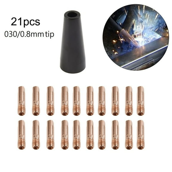 21 Pcs Gasless Flux Nozzle 030/0.8mm Tip Fit Easy-Flux 125A Welder FC90 MIG Nozzle Contact Tips Torch Welding Accessories