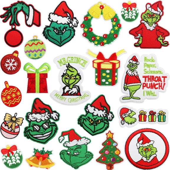 21 Pcs Green-haired elf Iron on Patches, Christmas Embroidered Patches for Backpacks Clothes Hats Jackets