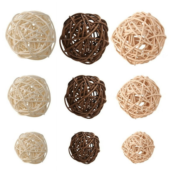 21 Pcs/Lot Mixed 3 Colors Rattan Balls Vase Fillers for Wedding , Assorted Three Size(3cm/5cm/7cm)