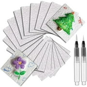 21 Pcs Magic Foam Texture Painting Paper, Water Activated 3D Creative Craft Kit, Includes Two Refillable Water Pens, Unique Textured Square Foam Boards for Youngsters Arts & Crafts Projects