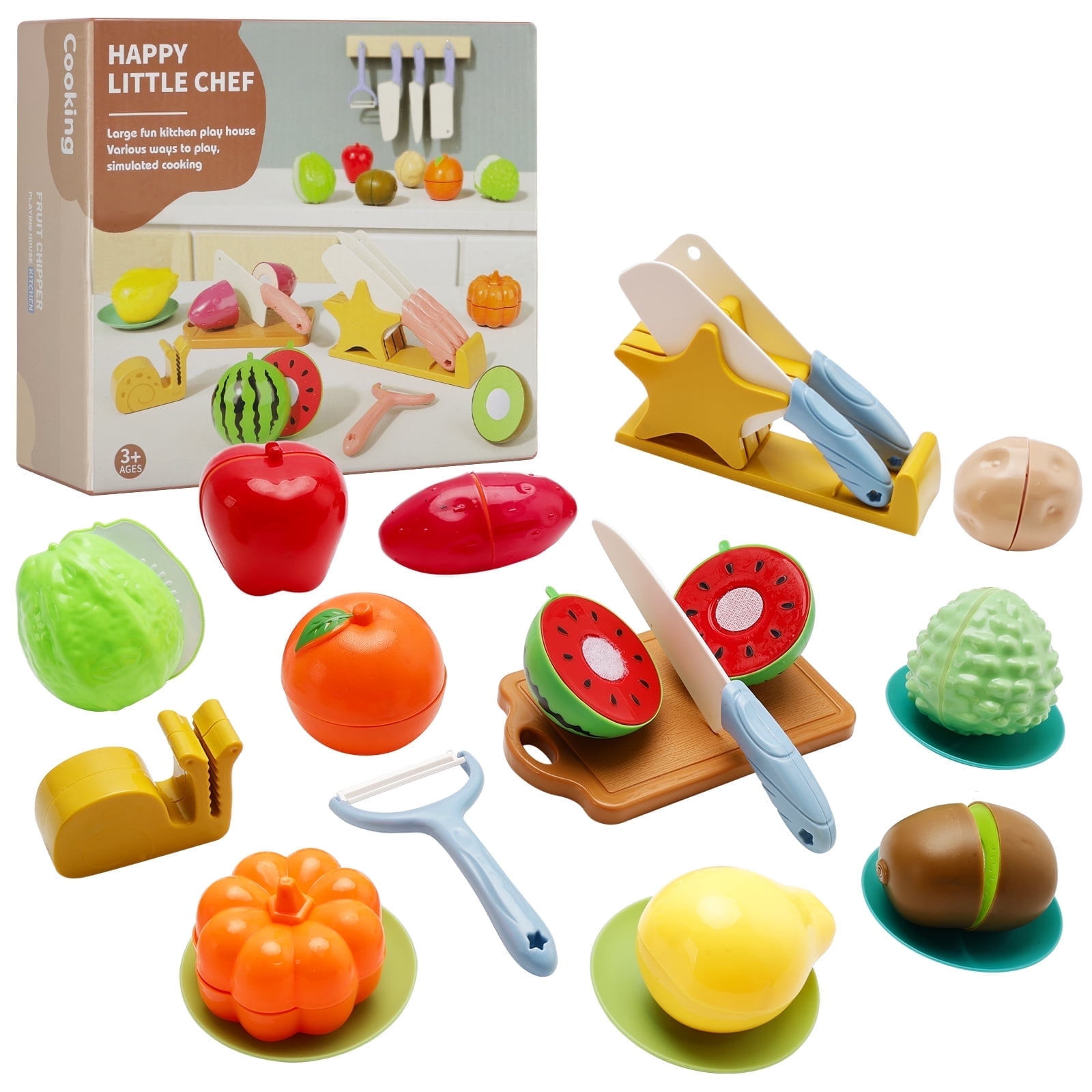 21-Piece Colorful Plastic Play Food Set for Kids