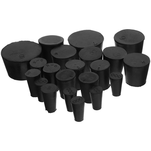 Raindrops Dishwasher Safe Rubber Stoppers for Test Tubes and Flasks Black 21pcs Small Size