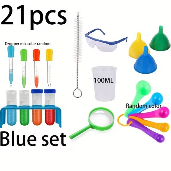 21-Piece Colorful Plastic Pipettes and Test Tubes Set for Science Experiments and Creative Learning