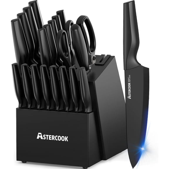 21 Piece Kitchen Knife Set with Block Dishwasher Safe German Stainless Steel Knives