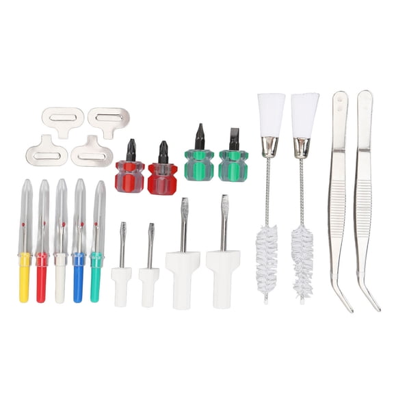 21-Piece Sewing Machine Maintenance Set with Curved Tweezers, Double-Sided Lint Brushes, Screwdrivers, and Seam Rippers
