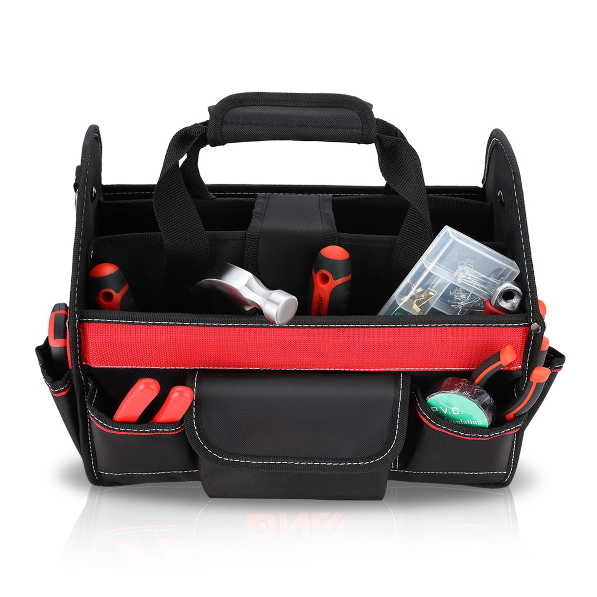 21-Piece Tool Set - Portable Household Hand Tool Kit with Wide Mouth Canvas Storage Bag for DIY Home Repairing, Gift for Women Girls Ladies, Red